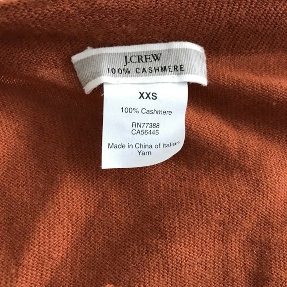 J.Crew Burnt Orange Pumpkin Featherweight Cashmere Cardigan 70s - Picture 3 of 3